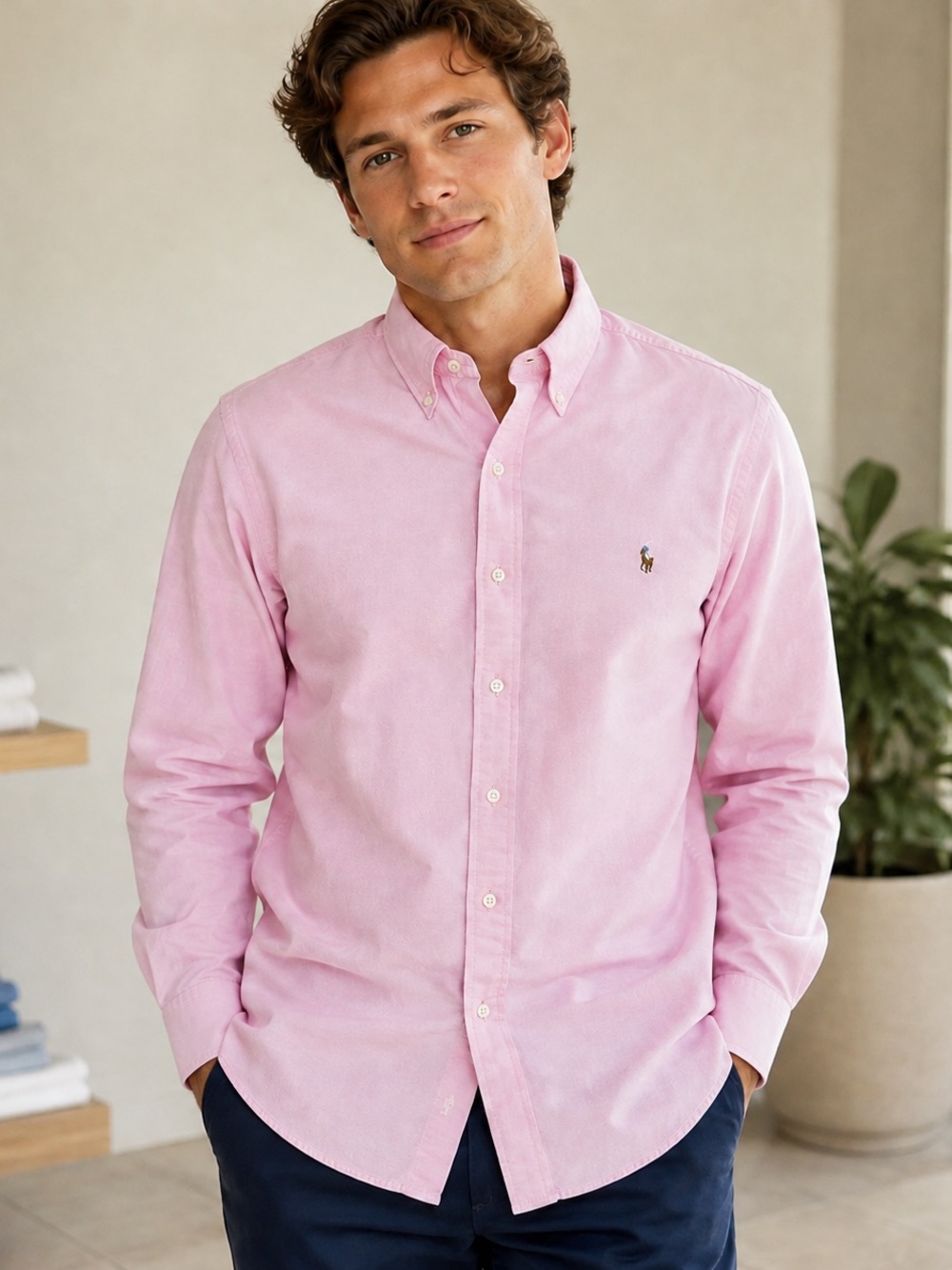 Ralph Lauren Yarmouth Pink Oxford Shirt Men’s 16-34 Classic Fit Cotton